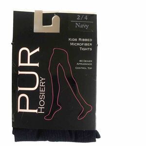 Pur Hosiery Socks Girls Kids Microfiber Tights Size 2-4 Navy Control Top NEW